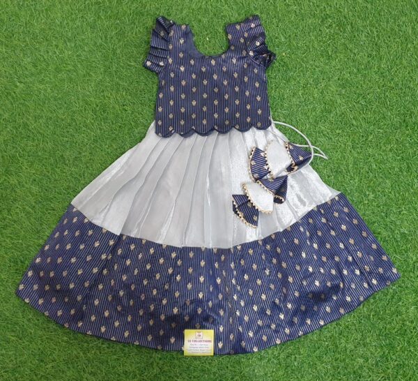 Silver Organza tissue Lehanga customized with Benaras