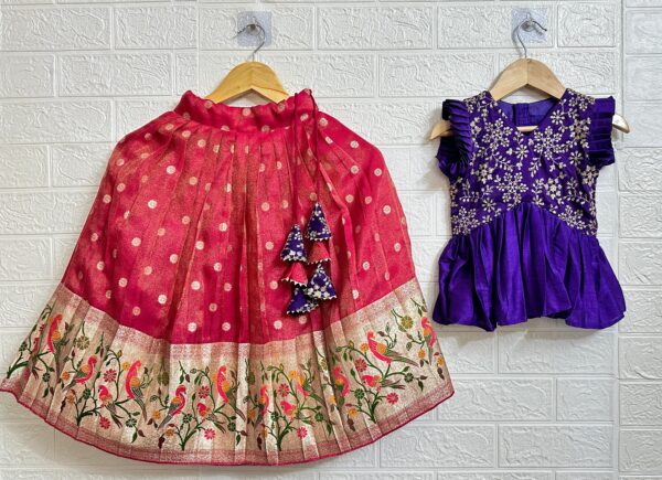 Pink Zari Tissue Paithani with Thread work blouse