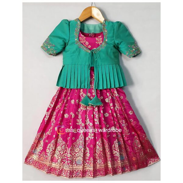 Pink Benares Lehangas with Over coat