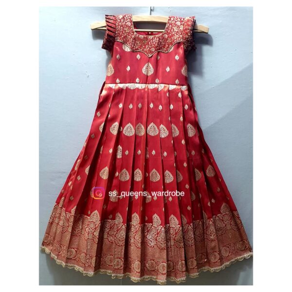 Red Tissue Benaras Frock