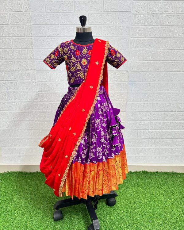 Purple pure silk Halfsaree