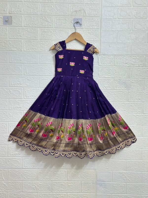 Pure Munga silk frock with maggam work yoke