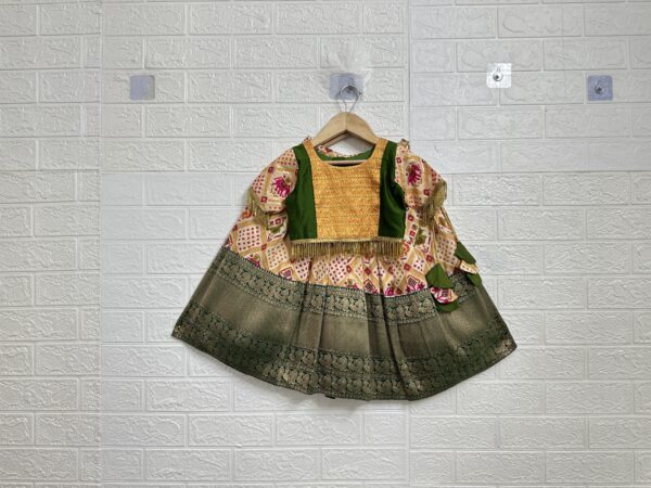 Pure Benaras Mustard Skirt with Designer croptop