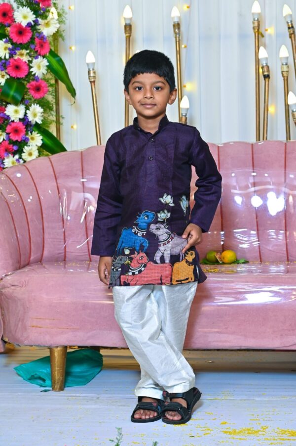 Blue Tussar Kota kurtha and pant
