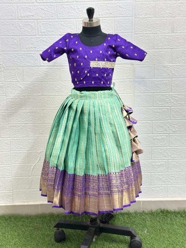 SeaGreen Kanjeevaram Lehenga and Croptop