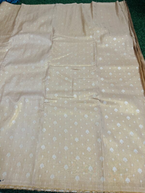 Cream Tissue zari work butta