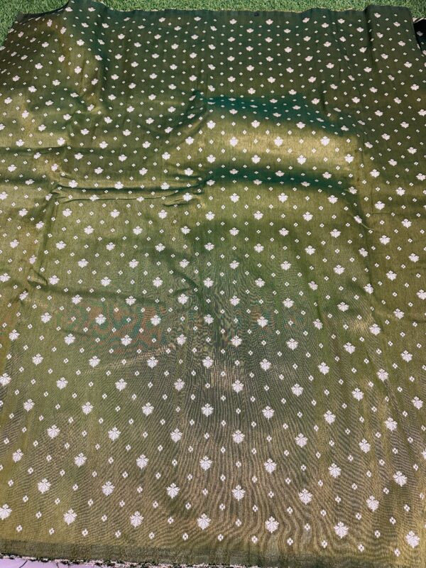 Mehandi Green Tissue zari work butta