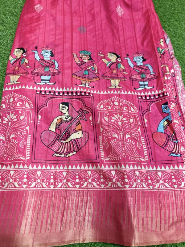 Pink Tussar fabric with Jaccard