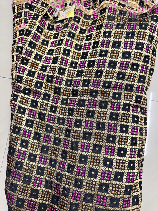 Black Banarasi Brocade Silk Fabric