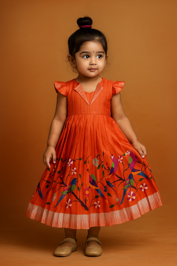 Tussar Orange Frock