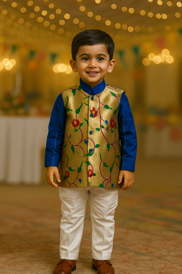 Blue Paithani Kurta Set