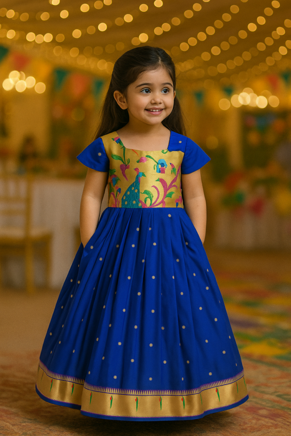 Blue Paithani Frock
