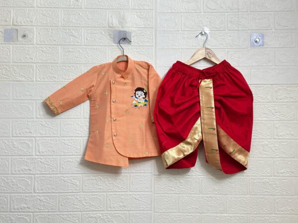 Peach Kurtha Dhoti