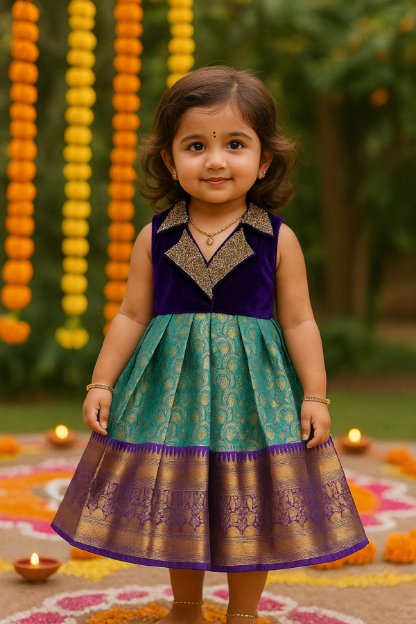 Semi Kanjeevaram Frock Blue