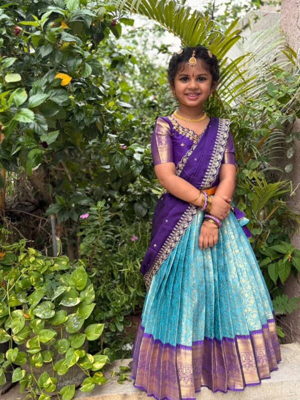 Blue Semi Kanjeevaram Halfsaree