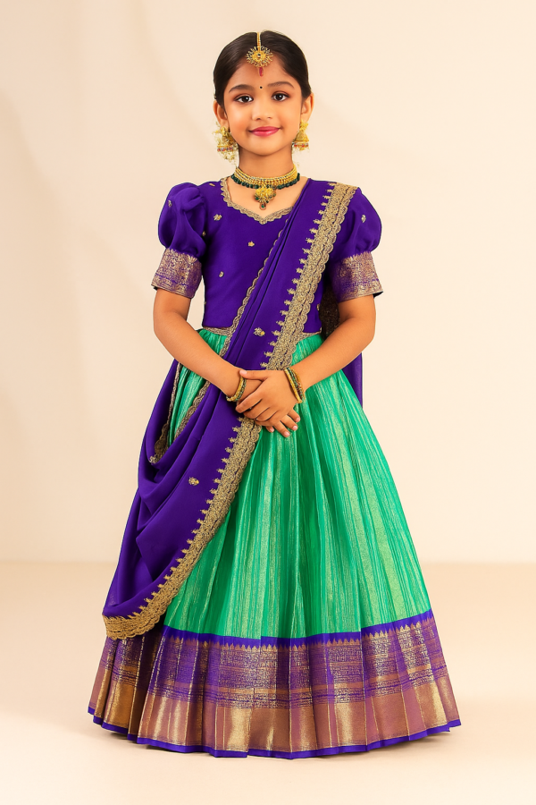 Sea Green Kanjeevaram Halfsaree