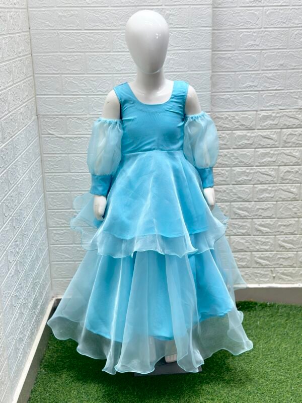 Plain Organza Blue Ghagra