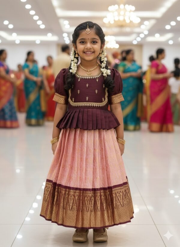 Peach and Brown Lehanga blouse