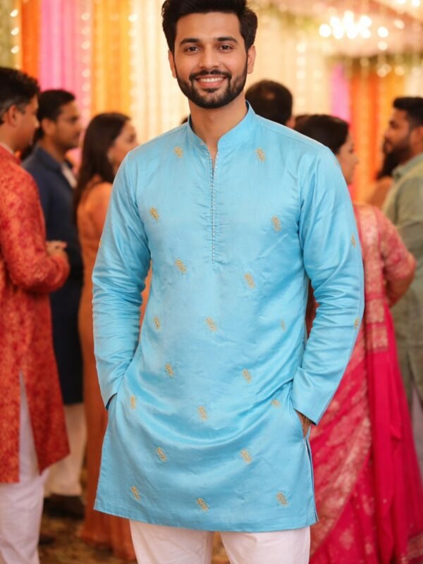 Sky Blue Maggam Kurta Set