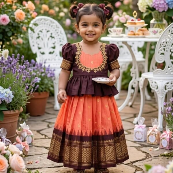 Semi Gadwal frock with overcoat