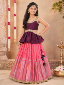 semi-gadwal-peach-lehenga-peplum-blouse