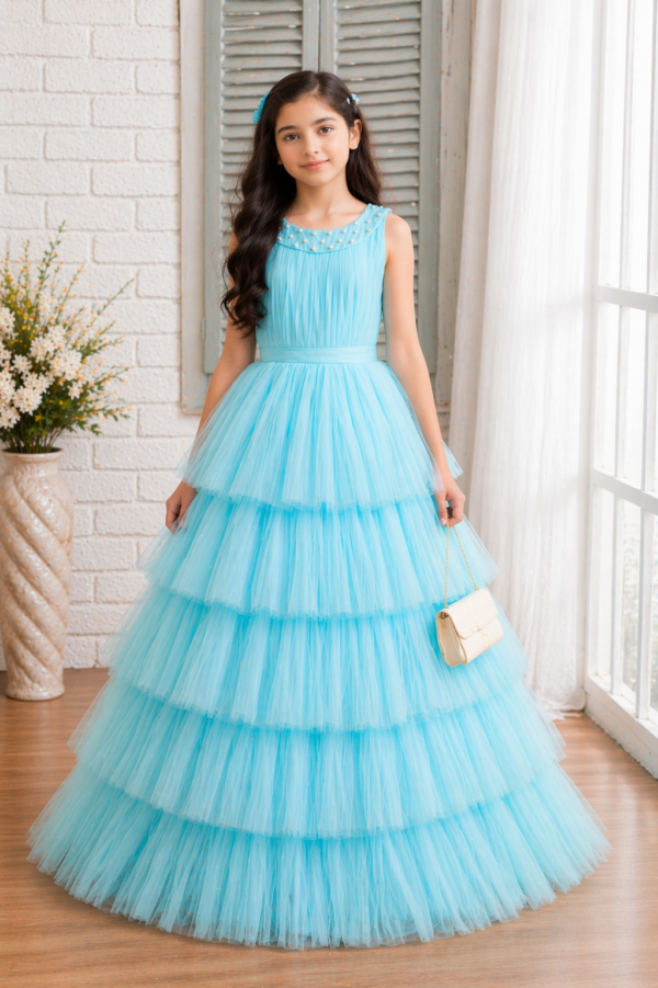 Sky Blue Netted Frock