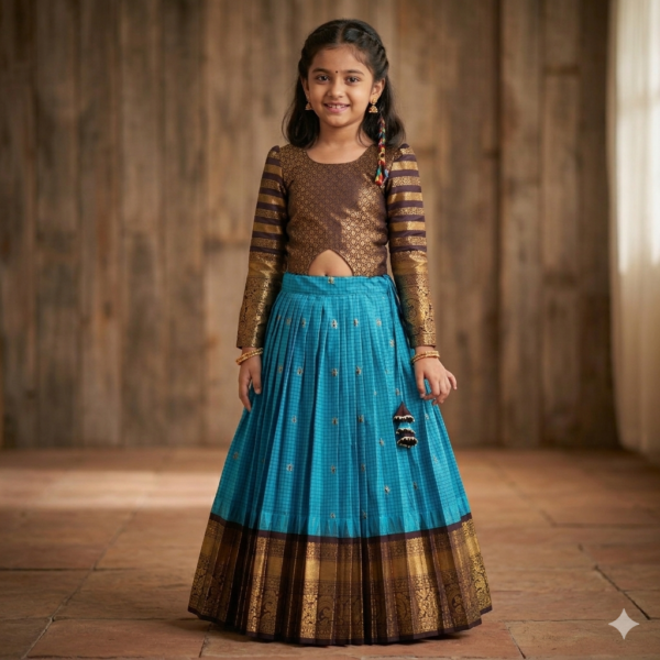 Semi Gadwal lehenga With designer blouse