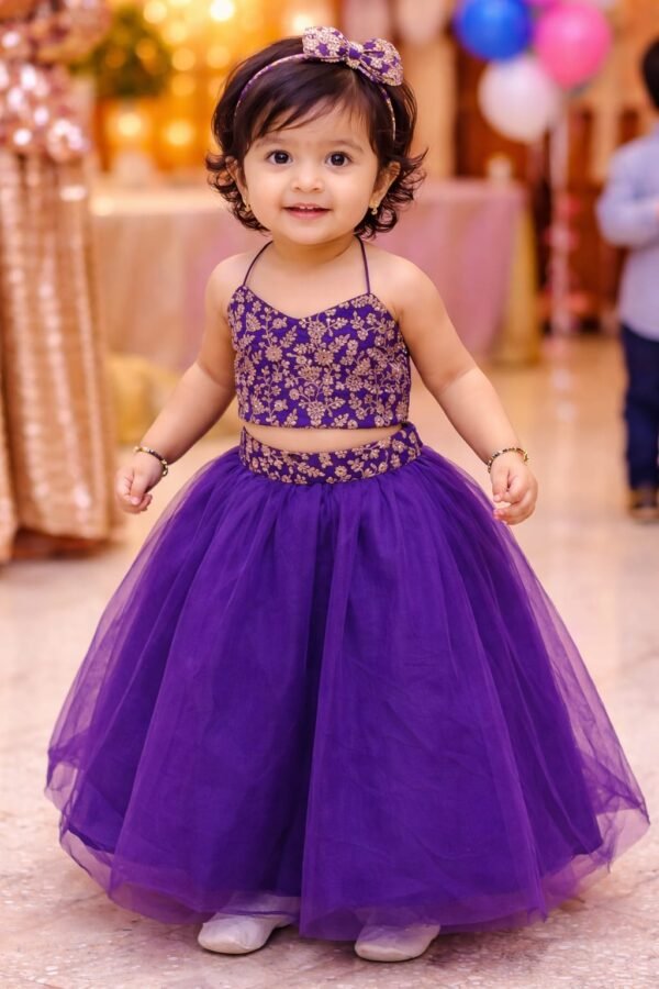 Purple Net Lehenga With Designer Blouse