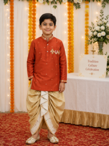 rust-orange-kurta-with-gold-dhothi