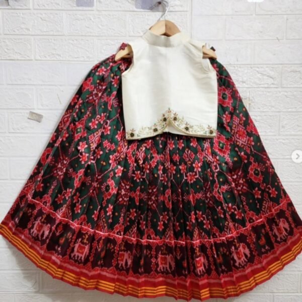 Semi Ikkat Lehenga With Designer Blouse