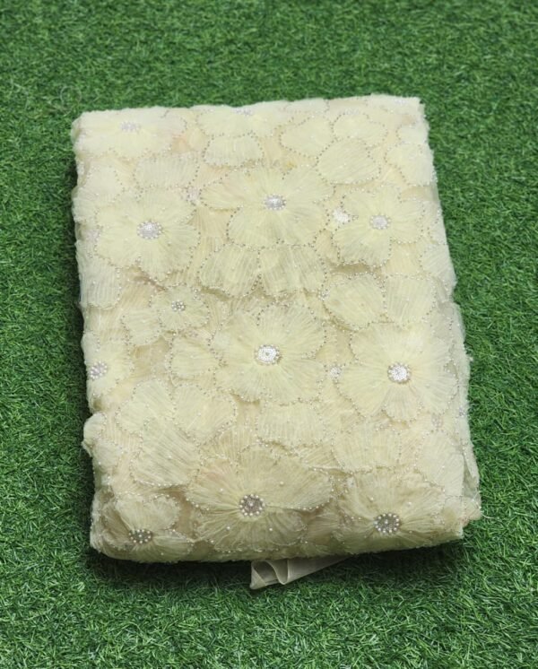 Net Fabric With 3D Flowers