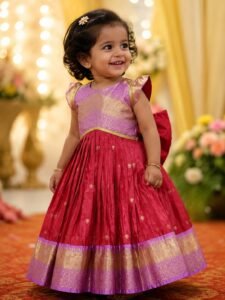 red-semi-gadwal-frock