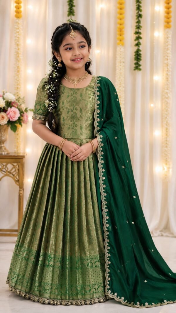 Green Lehenga And Blouse With Duppata