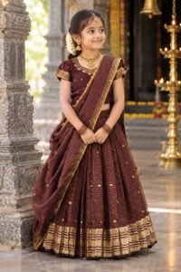 brown-checks-chinnon-half-saree